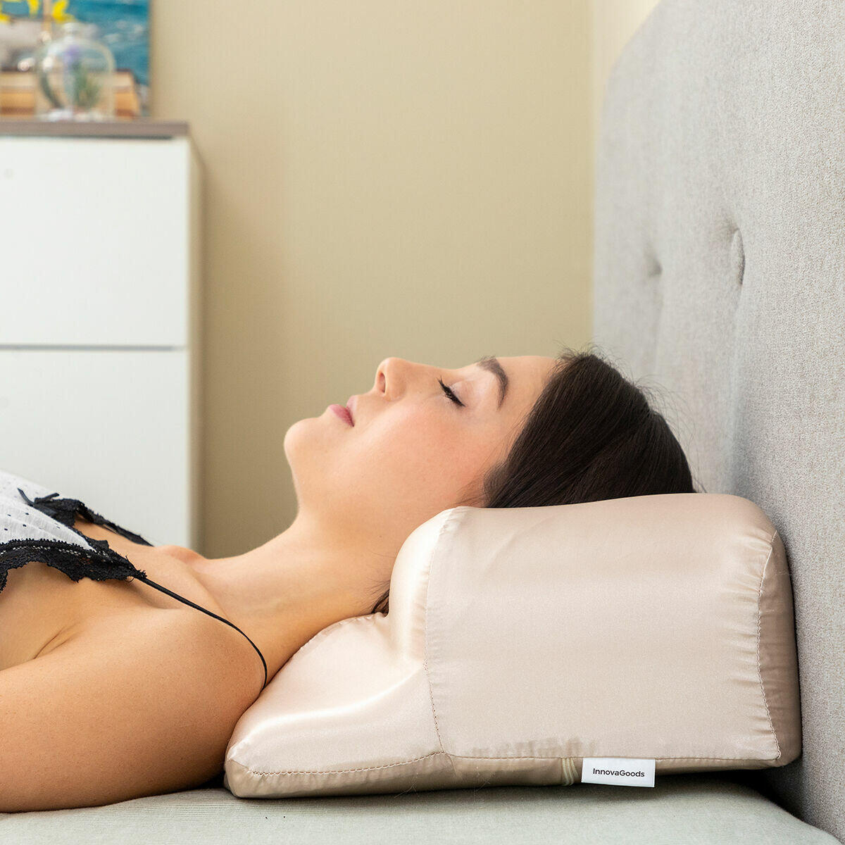 Almohada Cervical Antiarrugas con Funda de Satén Youthlow